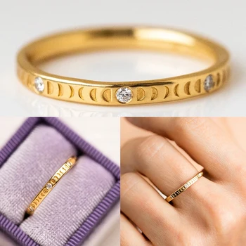 BOAKO Ins Mėnulio Žiedai Moterų, Mergaičių, 925 Sidabro Žiedas 2020 Tendencija Anillos Mujer Fine Jewelry Suporuoti Žiedai Minimalistinio #5.5