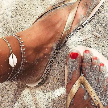 Bohemijos 2 Vnt Shell Beach Anklets Derliaus Vasarą Pakabukas Anklet Grandinės Basomis Virvę Anklet Moterų Pėdų Papuošalai, Aksesuarai