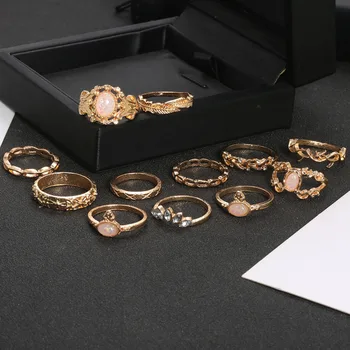 Bohemijos Aukso Krištolo Midi Piršto Bangue Femme Karka Žiedas Moterims Paprastu Būdu Geometrinis Tuščiaviduriai Iš Žiedo, Šaliai, Papuošalai
