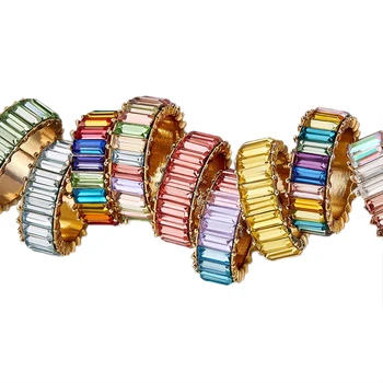 Boho Spalvinga Vaivorykštė Multi Colorcubic Zirconia Amžinybės Aikštėje Batono Piršto Žiedą