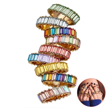 Boho Spalvinga Vaivorykštė Multi Colorcubic Zirconia Amžinybės Aikštėje Batono Piršto Žiedą