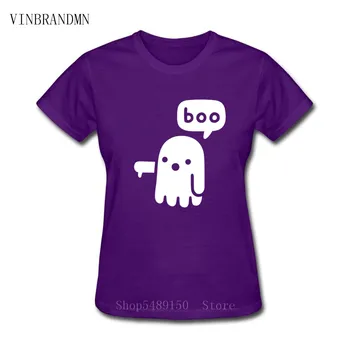 Boo Pokštas Anime T-Shirt Mielas Vaiduoklis Nepritarimą Moterų Medvilnės Marškinėlius Aukštos Kokybės Kawaii Vasara O-Kaklo Trumpomis Rankovėmis Tees Juokinga