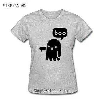 Boo Pokštas Anime T-Shirt Mielas Vaiduoklis Nepritarimą Moterų Medvilnės Marškinėlius Aukštos Kokybės Kawaii Vasara O-Kaklo Trumpomis Rankovėmis Tees Juokinga