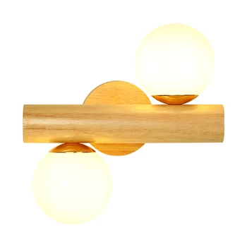 BOTIMI Mediniai LED Sienos Lempos Su Rutulio Formos Stiklo lempų gaubtų, Miegamojo Skaityti Viešbutis Lovos Dekoro Medinių Sienų Sconce