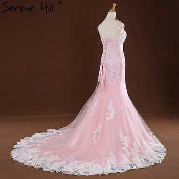 Brangioji Undinė Nėrinių Vestuvių Suknelė Rožinės spalvos Appliques Seksualus Tiulio Nuotakos Suknelė Naujas Stilius 