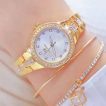 BS moterų laikrodžiai, sidabro, Aukso, Deimantų Kvarco Moteriški Rankiniai Laikrodžiai, Nerūdijančio Plieno Laikrodis Lydinio Mados Deimantų Ponios Laikrodis