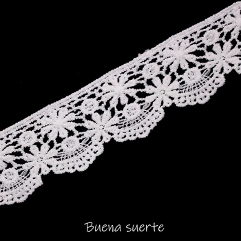 Buena Suerte 3,5 cm Aukštos Kokybės Baltos spalvos Gėlių Siuvinėjimas Nėrinių Juostelės Audinio Siūti 