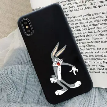 Bugs Bunny Telefono dėklas Juodas Silikoninis Iphone 6 7 8 11 12 Plus XR X XS SE2020 11/12PRO Max Atvejais