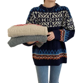 Bus ~ nacionalinės vėjo atkurti senovės būdų yra didelis megztinis moteriška už rudenį ir žiemą dėvėti laisvus nustatyti galvos Kalėdų