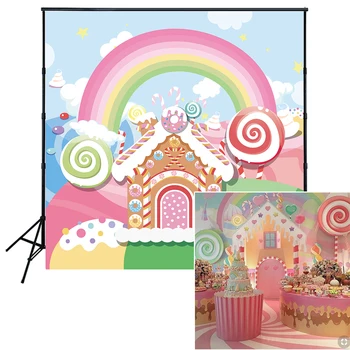 Candyland Fone Pasakos Spurgos Vaivorykštė, fotografija, filmavimo stendo Fone Gimtadienio Baby Shower Foto Studija Rekvizitai
