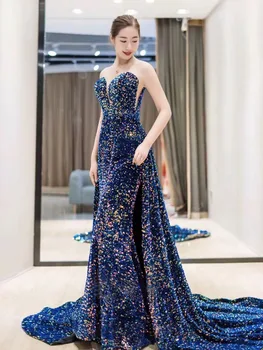 Chalatas De Soiree 2021 Prabanga Oficialią Šalies Vakarą Dressessweetheart Undinė Vakarinę Suknelę Bling Bling China Tinkinti