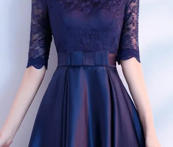Chalatas de Soiree-Line Plus Size Viršuje Nėrinių vakarinę Suknelę 2019 Tamsiai Mėlyna Vakare Chalatai Derliaus Prom Šalis Oficialią Suknelės Vestidos