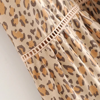 Chu Sau grožį Naujas Boho Leopardas Spausdinti Midi Ilgio Suknelė Moterims Atostogų Stiliaus Elastinga Juosmens Suknelės, Gražių Moterų Paplūdimio