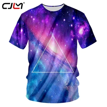 CJLM Spalvos Žvaigždėtą Dangų, T-marškinėliai, vyriški Sportiniai O Kaklo Marškinėlius Geometrinis Trikampis 3D Full Spausdinti Vyras Mada Atsitiktinis Marškinėliai