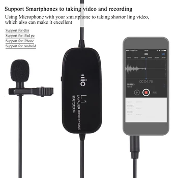 Clip-on Lavalier Omin-directional Kondensatoriaus Mikrofonas, Garso/Vaizdo Įrašymas Mic už Išmaniojo telefono DSLR Vaizdo Garso