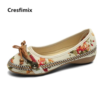 Cresfimix zapatos de mujer moterų mados pavasario & vasarą užsivilkti butas batai lady tradicinių gėlių bateliai, klasikiniai batai 2199