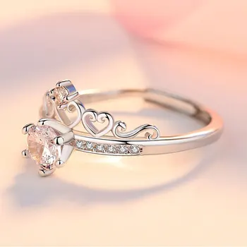 Crown cirkonis mados žiedas 925 sterlingas sidabro moterų dalyvavimas & vestuvių & jubiliejų, 