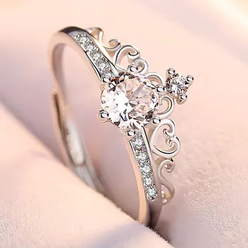 Crown cirkonis mados žiedas 925 sterlingas sidabro moterų dalyvavimas & vestuvių & jubiliejų, 