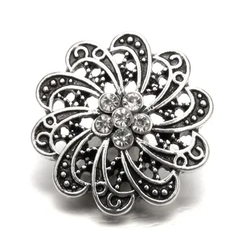 Crystal Stiliaus Gėlių Naujausias Aukštos Kokybės Žavesio Snap Mygtuką Papuošalai, Apyrankės Moterims Metalo 18mm Snap Papuošalai