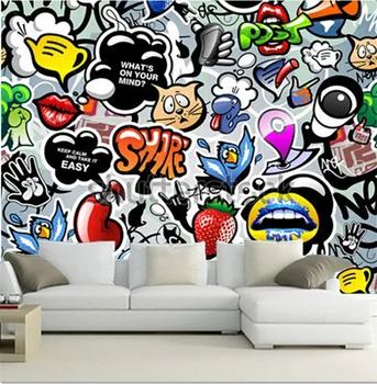 Custom 3D didelės freskomis gražus visokių gražių grafiti papel de parede gyvenamasis kambarys su sofa-lova, TV wall miegamojo sienos popieriaus