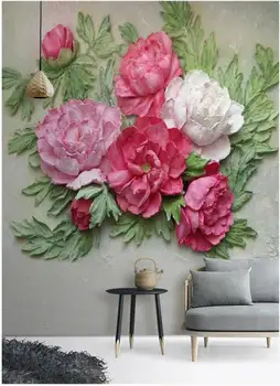 Custom freskos nuotrauka 3d tapetai Europos paramos bijūnas gėlių tv foną, namų dekoro 3d sienų freskomis tapetai, sienų ir 3 d