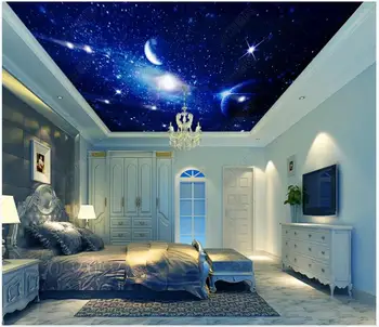 Custom zenith freskos 3d lubų freskomis tapetų sienos, 3 d visatos erdvės žvaigždėtą dangų, lubų freskos už kambarį dekoro