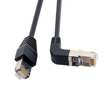CY 8P8C STP Kat 5e Lan Ethernet Tinklo Patch Cord 90 Laipsnių Tiesia Kabelį 50cm