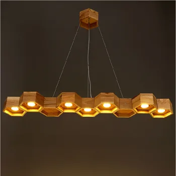 Derliaus Medienos pramonės nepriklausomo lempos,3 rūšių, didelis Medaus LED pakabukas šviesos rankų darbo mediniais Kabo Lempa kambarį kavinė