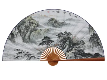 Didelis Lankstymo Popieriaus Ventiliatorius Kinų Stiliaus Amatų Banboo Rėmo Fono Dekoratyvinis Ventiliatorius Kabinti Kraštovaizdžio