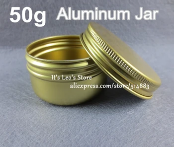 Didmeninė 50Pcs Aukso Spalvos Aliuminio Kosmetikos Alavo Stiklainius 50g Su Užsukamu Dangteliu Nemokamas Pristatymas