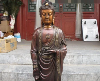 Didmeninė gamyklos 31 Tibetas Tibeto Budizmas Grynas Bronzos Lotus stovėti Rulai Sakyamuni Budos Statula