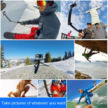 Didmeninė Sporto Fotoaparato laikiklį Trijų pakopų tvirtinimo rėmas Daugiafunkcinis lankstymo selfie stick Veiksmų Fotoaparatas