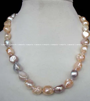 Didmeninė unikalus 8-12mm pobūdžio gėlavandenių perlų spalvotų baroko karoliai 17