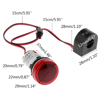 Digital Voltmeter Ammeter 22mm Turas AC, 50-500V 0-100A Voltų Įtampos Amp Stebėti