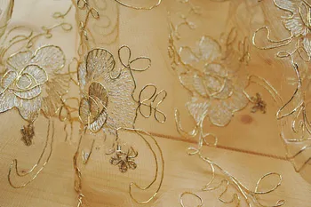Dramblio kaulo nėriniai su aukso gėlėmis, aukštos kokybės afrikos nėriniais, aukso alencon audinio, vestuviniai senovinių nėrinių audinys, prabangūs nėriniai MF133