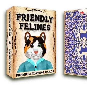 Draugiškas kačių šeimos gyvūnų Kortų Pokerio Dydžio Denio USPCC Katės Užsakymą Limited Edition Magija Denio