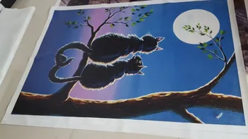Drobė, Tapyba Katės Ant Medžio Šakos Drobės Plakato spauda už kambarį namų puošybai be rėmelio