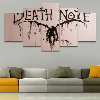Drobė, Tapyba, Modernus Sienos Paveiksl 5 Vnt Modulinės Spausdinti Animacijos Meno Death Note, Plakatas Namų Dekoro Miegamasis Iliustracijos