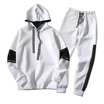 Dviejų dalių komplektas Hip-Hop Hoodies Kelnės, Palaidinės 5XL 4XL Vyrų Nemokamas Pristatymas Atsitiktinis MOOWNUC MWC vientisos Spalvos Jaunimo drabužių Rudens