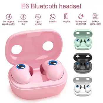 E6 TWS Bluetooth 5.1 LED Ausinės Mygtukas Stereo Sporto Ausinių Belaidžio In-ear Ausinės Su Įkrovimo Dėžutę