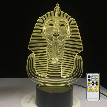 Egipto Sfinksas Faraonas 3D LED Lempa USB Naktį lengvos RF Nuotolinio Valdymo 7 Spalvas Keisti Namų Kambario Dekoro Dovana Lašas Laivas