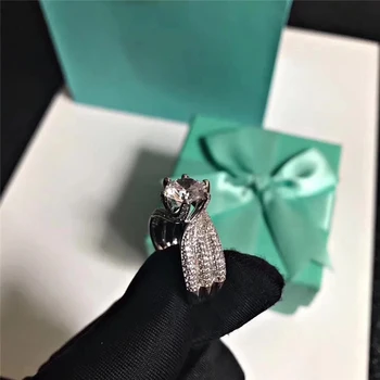 Elegantiškas asmenybės žavesio Trijų sluoksnių cirkonis S925 Sterlingas sidabro žiedas Originalus Moterų, Prabangos prekių ženklai Papuošalai Valentino Diena dovana