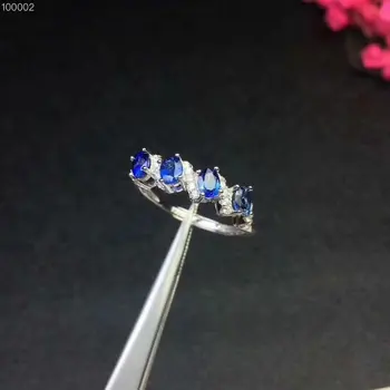 Elegantiškas puikus eilės Gamtos mėlynas safyras perlas Žiedas S925 Sidabro Natūralus akmuo Žiedas mergaitė Moterų šalis dovana fine Jewelry