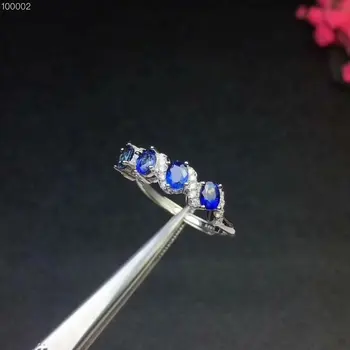 Elegantiškas puikus eilės Gamtos mėlynas safyras perlas Žiedas S925 Sidabro Natūralus akmuo Žiedas mergaitė Moterų šalis dovana fine Jewelry