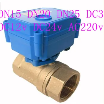 Elektros žalvario rutulinis ventilis DN15 DN20 DN25 DC3-6 v DC12v DC24v AC220v variklio vožtuvas vandens