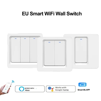 ES 1/2/3 Smart Šviesos Jungiklis,Wifi mygtukas Jungiklis laikmatis jungiklis Remote Controler Dirba su Alexa, Google namų protingo gyvenimo APP
