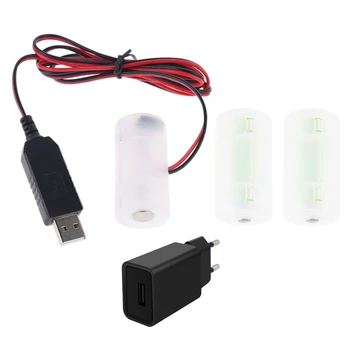 ES Prijunkite USB Baterija, Maitinimo Adapteris Gali Pakeisti 1 4pcs 1,5 V 3V 4.5 V 6 V C Dydžio LR14 Baterijos Eliminator su 1 m Kabeliu