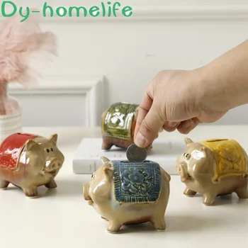 Europos Aukštos temperatūros Dažytos Mielas Keramikos Amatų Namų Puošybos korėjos Keturių spalvų Mielas Animacinių filmų Piggy Piggy Bank
