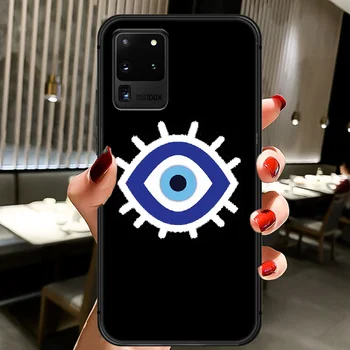 Evil Eye Iliustracija Telefono Padengti Korpuso Samsung Galaxy S 6 7 8 9 10 e 20 Krašto Uitra Pastaba 8 9 10 Plus black Funda Minkštas