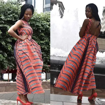 Fadzeco Afrikos Suknelės Moterims 2019 Naujienų Mados Skraiste Ilga Suknelė be Rankovių Ankara Spausdinti Dashiki Afrikos Šalis Suknelės